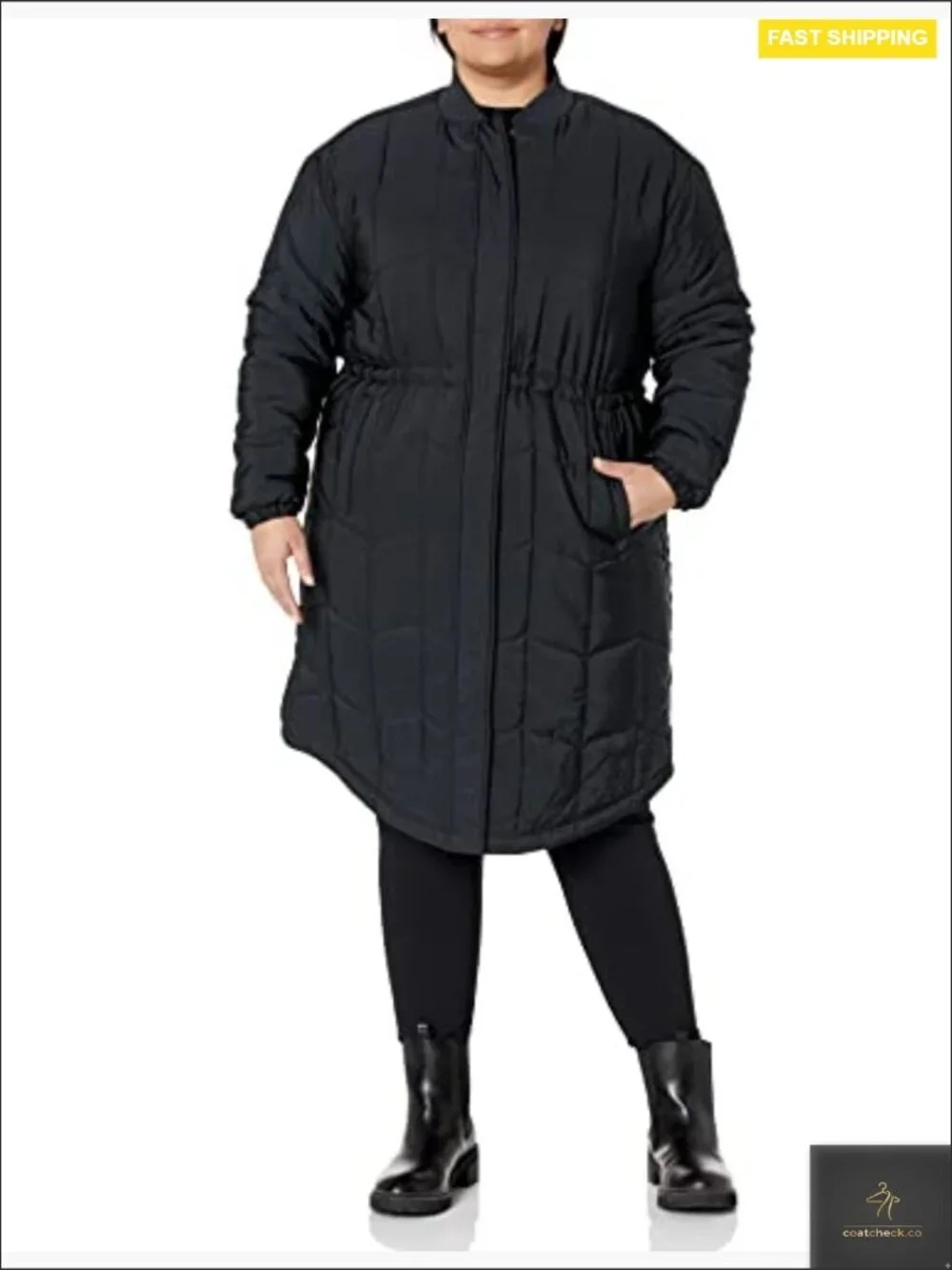 Oversized Quilted Coat Waterproof Insulated Winter Jacket Chevron 2-Way Zipper